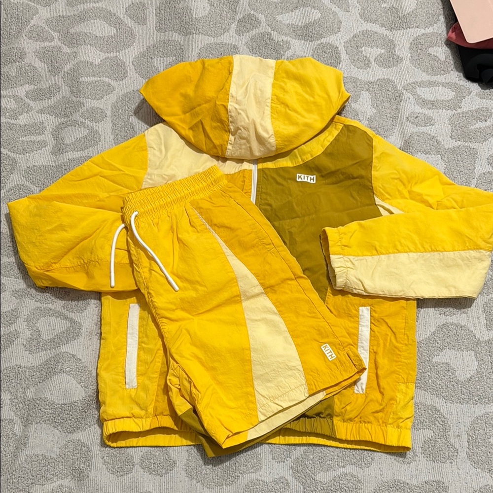 Kith Yellow and White Raincoat Set Vibrant Matching Style